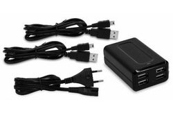 USB AC Adapter f&uuml;r bis zu 4 Ger&auml;te (mit 2 USB Kabeln) PS3